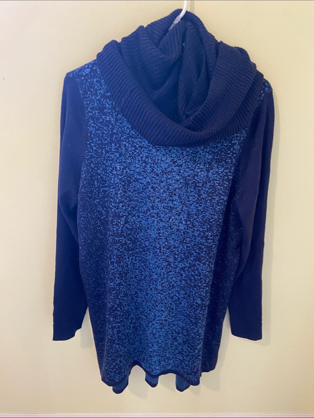 Kohl's Navy and Blue Speckled Cowl Neck Tunic Sweater